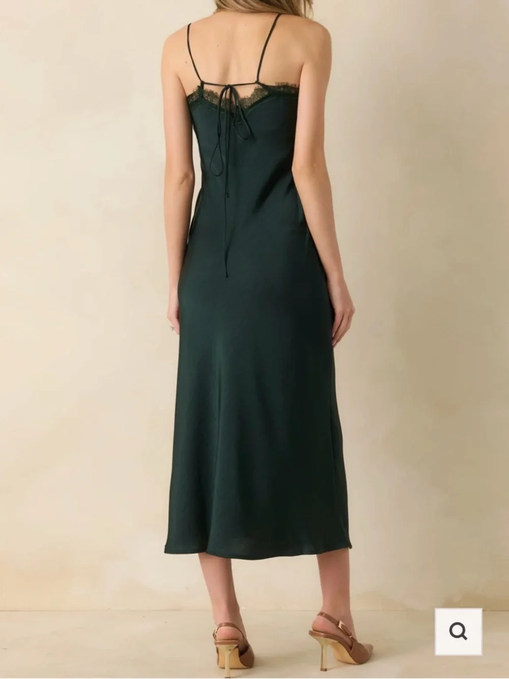 Z SUPPLY After Hours Garland Green Satin Midi Dress | Size Large | NWT